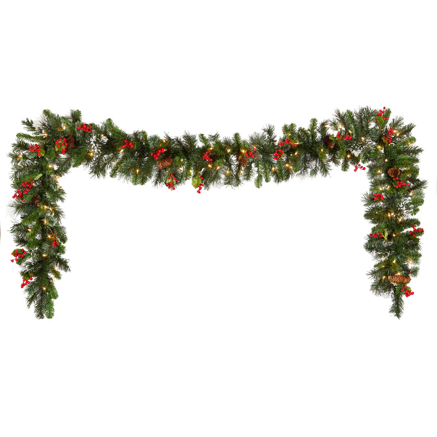 9 ft. Pre-Lit Wintry Pine Garland with Clear Lights, Plug-In - National Tree Company