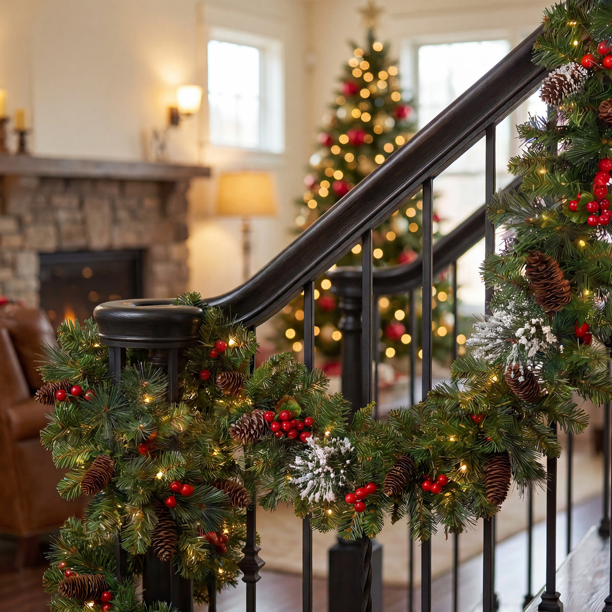9 ft. Pre-Lit Wintry Pine Garland with Clear Lights, Plug-In - National Tree Company