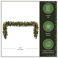 9 ft. Pre-Lit Wintry Pine Garland with Clear Lights, Plug-In - National Tree Company