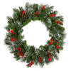 24 in. Pre-Lit Wintry Pine Wreath with Warm White LED Lights - National Tree Company