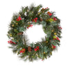 24 in. Pre-Lit Wintry Pine Wreath with LED Lights - National Tree Company