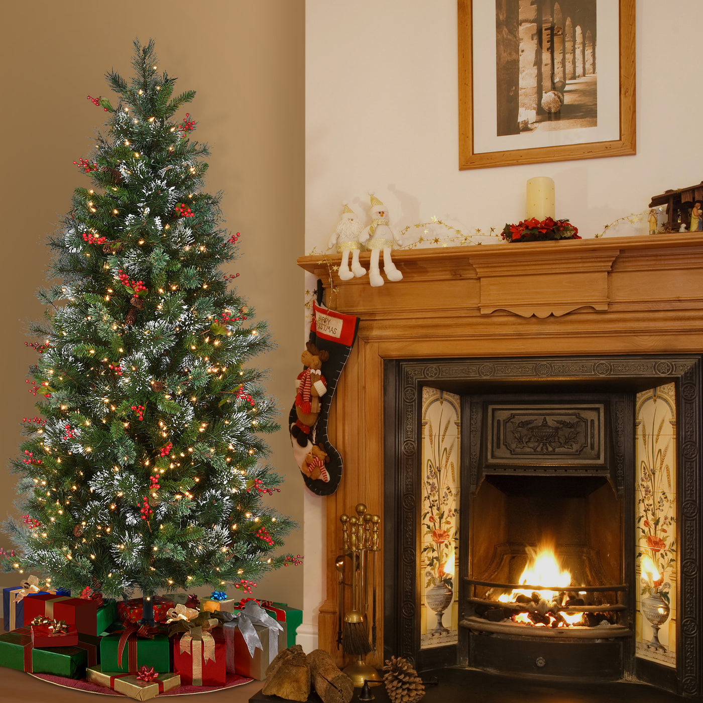 6.5 ft. Pre-Lit Wintry Pine Medium Tree with Clear Lights - National Tree Company