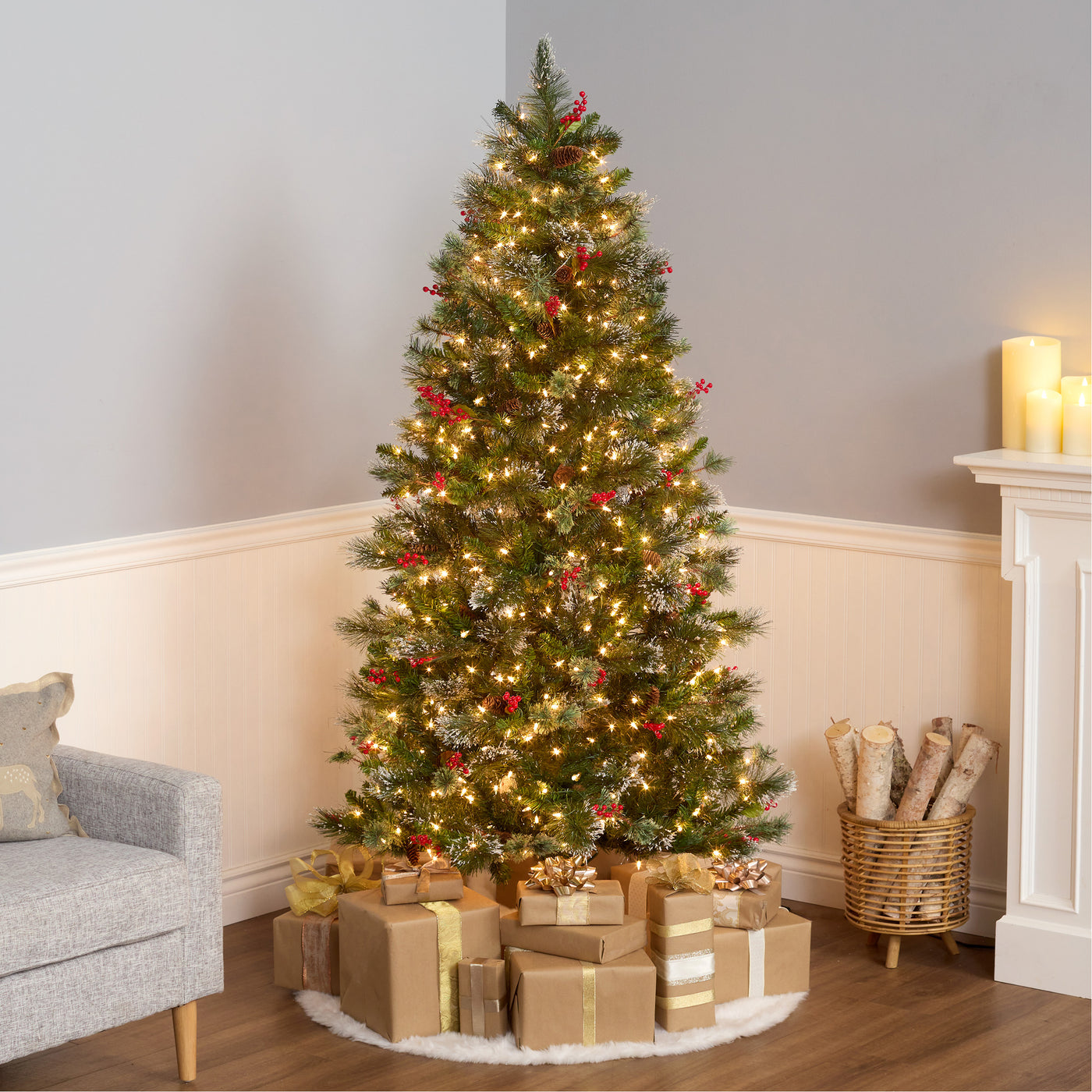 6.5 ft. Pre-Lit Wintry Pine Medium Tree with Clear Lights - National Tree Company