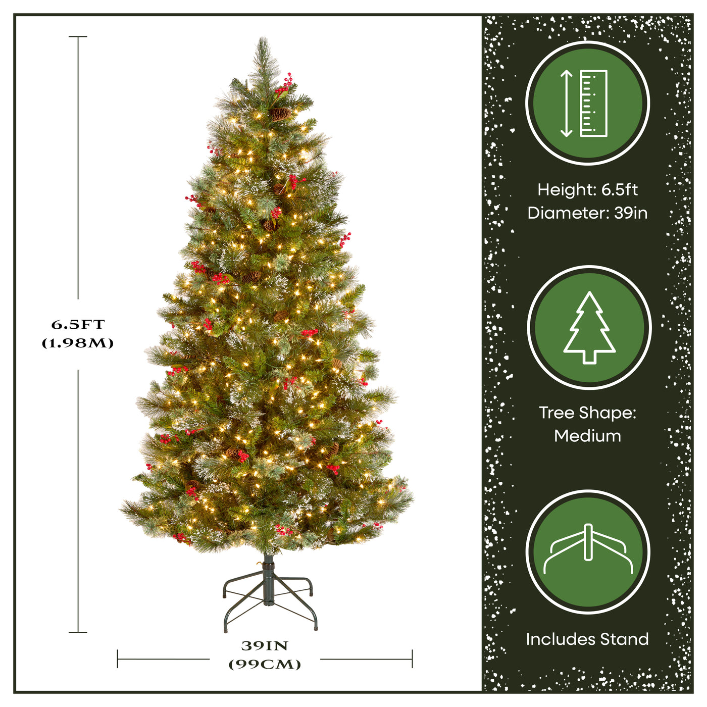 6.5 ft. Pre-Lit Wintry Pine Medium Tree with Clear Lights - National Tree Company
