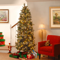 7.5 ft. Pre-Lit Wintry Pine Slim Tree with Clear Lights - National Tree Company