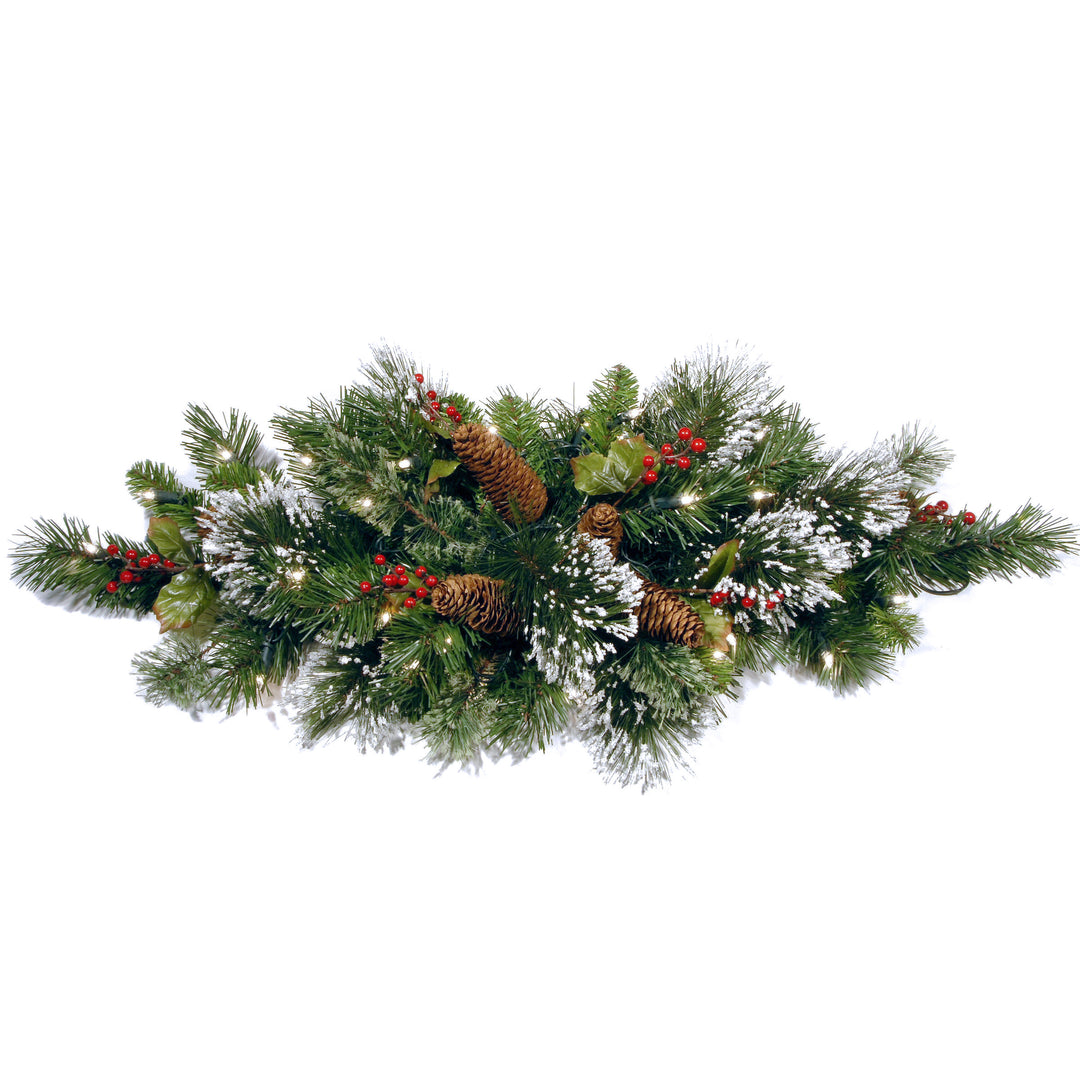 32" Wintry Pine(R) Centerpiece with Battery Operated Warm White LED Lights