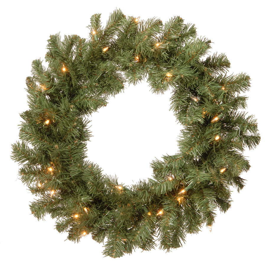 24 in. Pre-Lit Promotional Fir Wreath with Clear Lights - National Tree Company