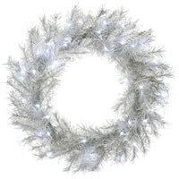 24 in. Pre-Lit Crystal Pine Silver Metallic Wreath - National Tree Company