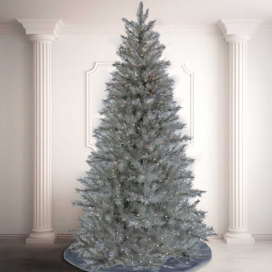 10 ft. Pre-Lit Crystal Pine Hinged Tree with RGB Lights