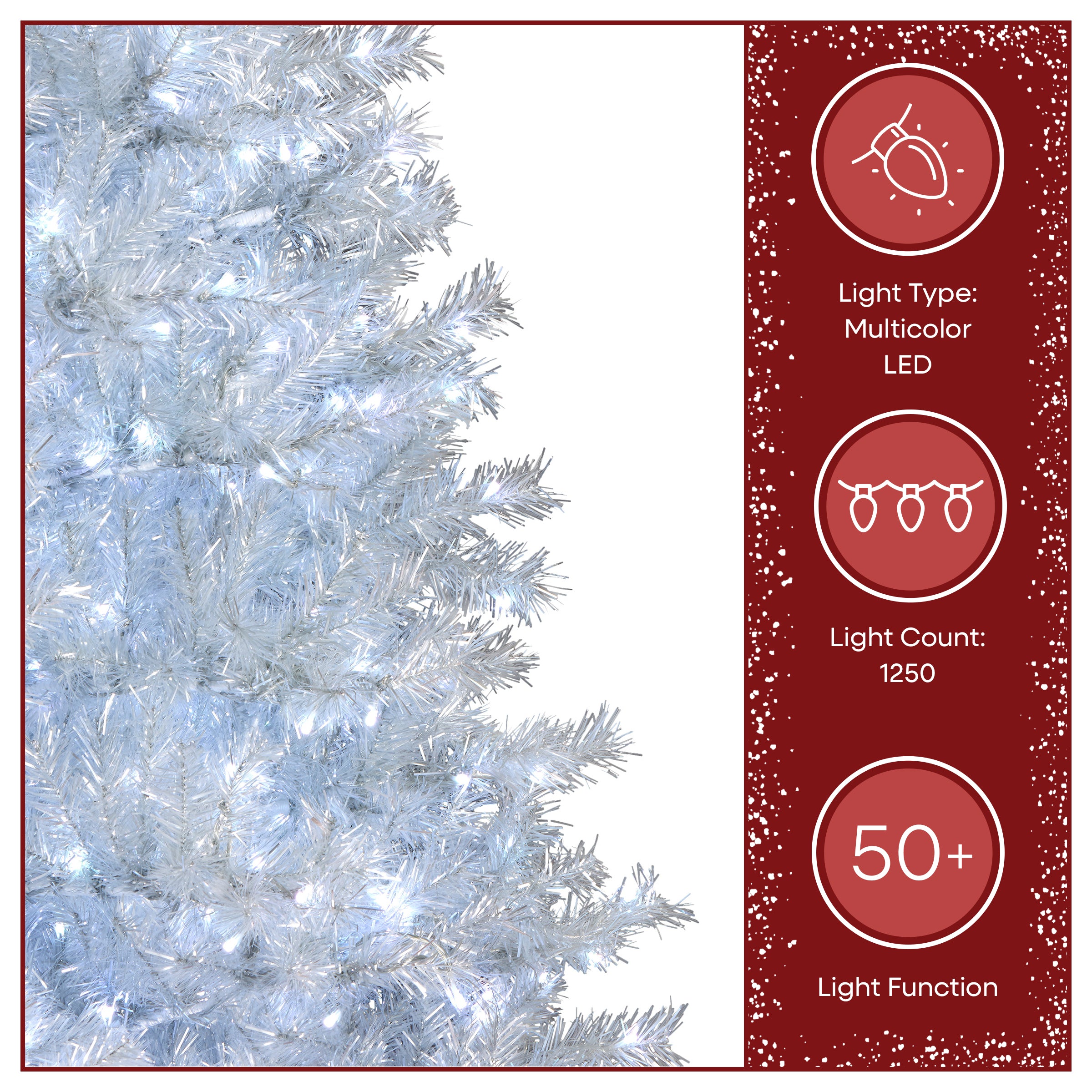 10 ft. Pre-Lit Crystal Pine Hinged Tree with RGB Lights, Plug-In