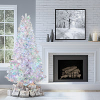 7.5 ft. Pre-Lit Christmas Crystal Pine Silver Metallic Tree, Plug-In - National Tree Company