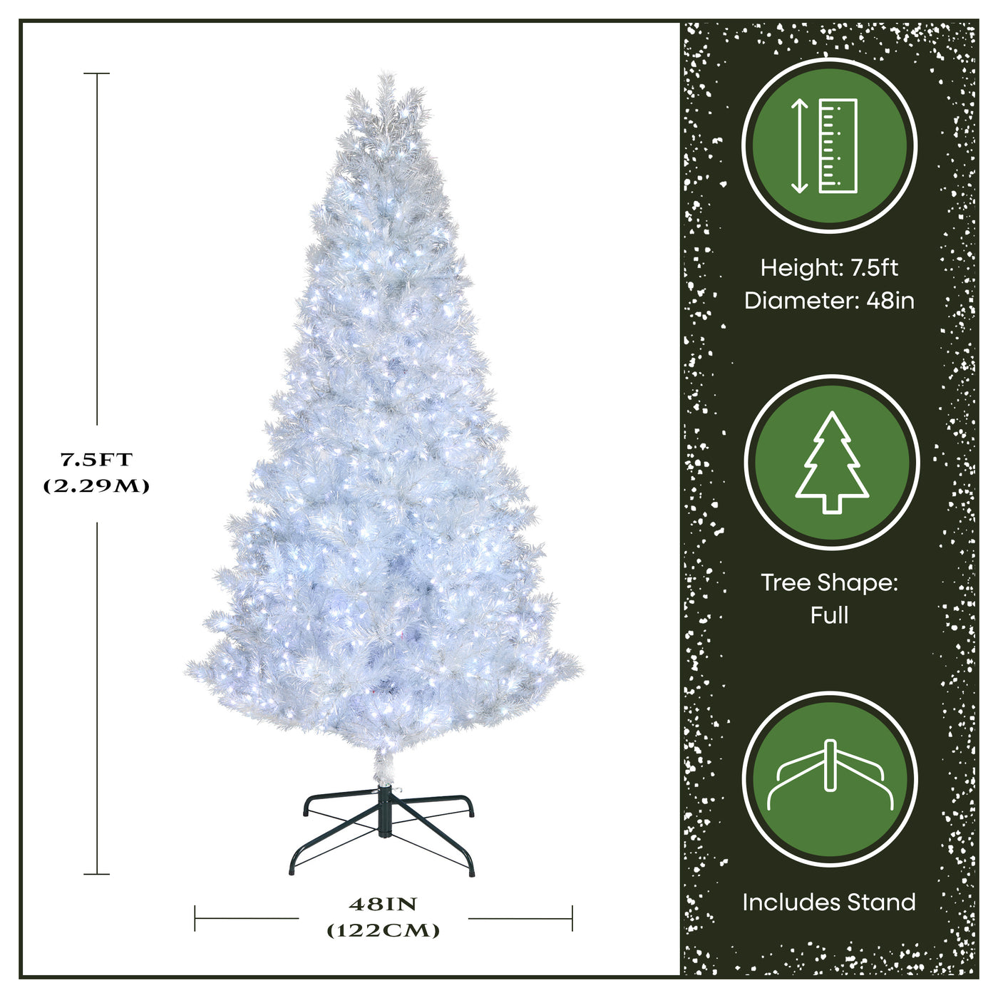 7.5 ft. Pre-Lit Christmas Crystal Pine Silver Metallic Tree, Plug-In - National Tree Company