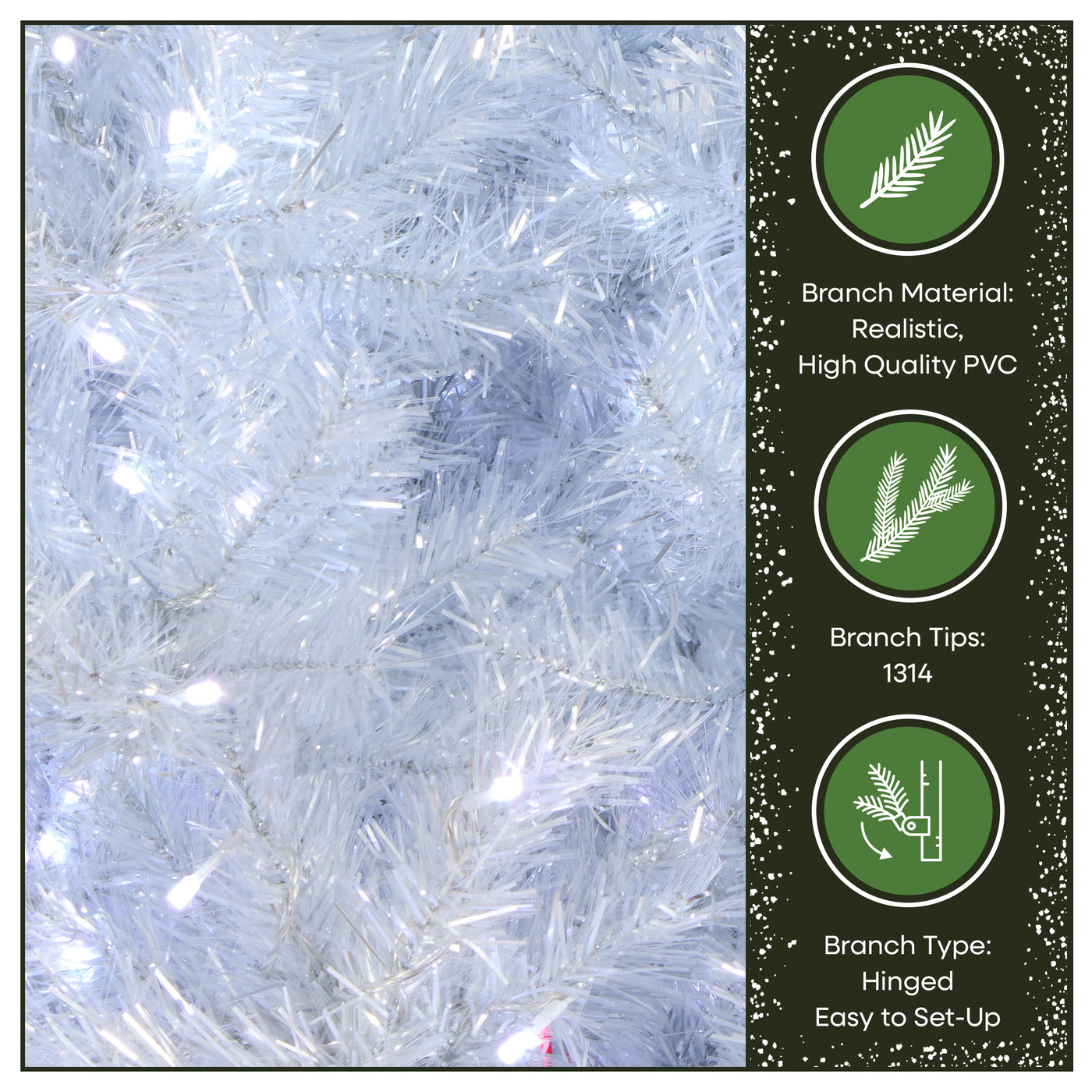 7.5 ft. Pre-Lit Christmas Crystal Pine Silver Metallic Tree, Plug-In - National Tree Company