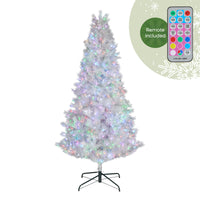 7.5 ft. Pre-Lit Christmas Crystal Pine Silver Metallic Tree, Plug-In - National Tree Company