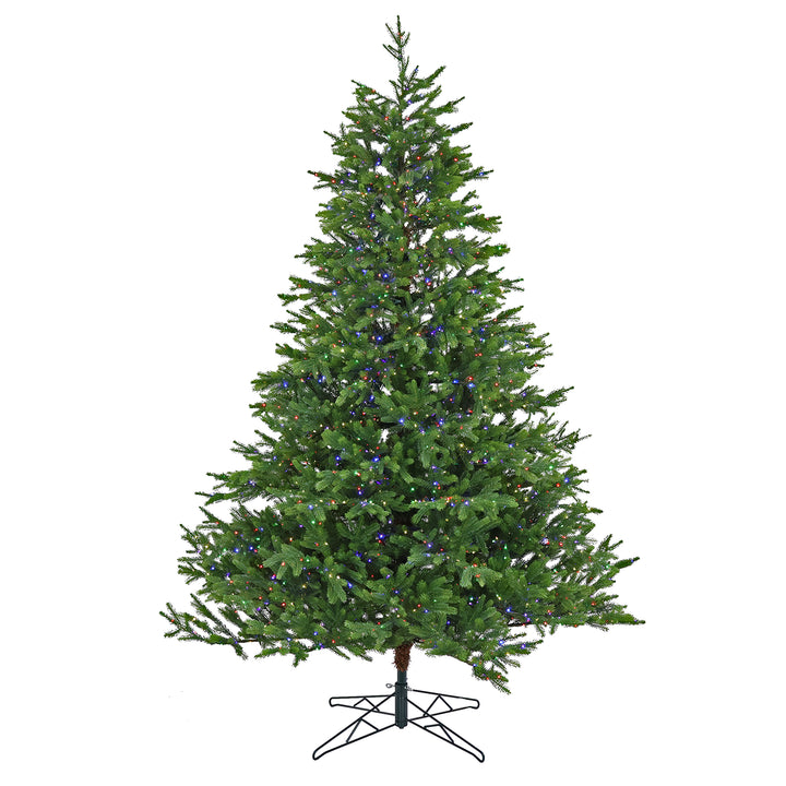 7.5ft Pre-lit Artificial Christmas Noble Fir Hinged Tree, 2740 Dual Color Changing Rice Lights- UL