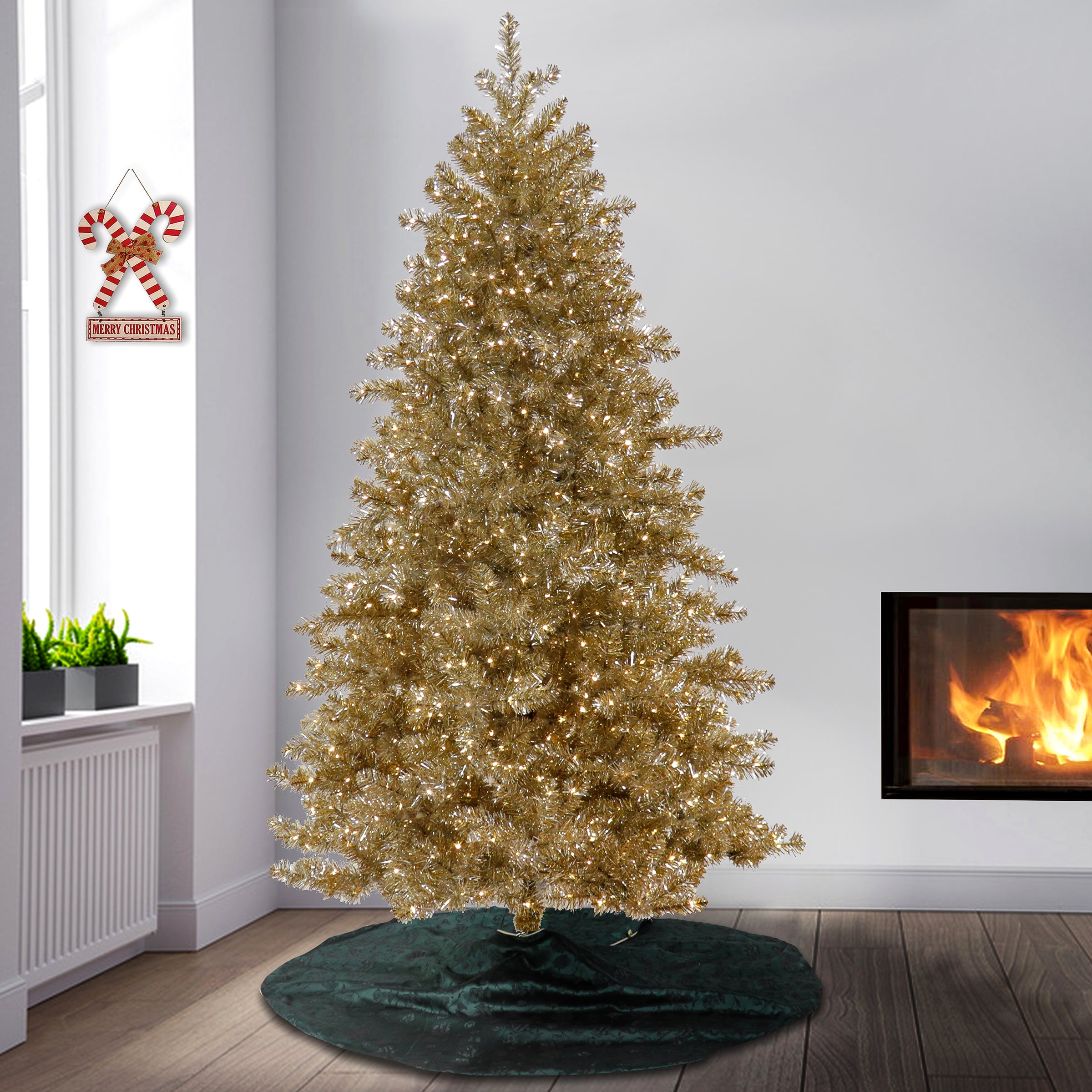 National Tree Company Reinaissance 7.5' Christmas Tree authentic With Glitter And Clear Li