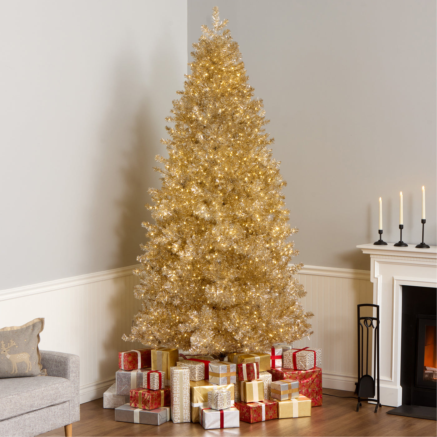 9 ft. Pre-Lit Christmas Platinum Metallic Tree - National Tree Company
