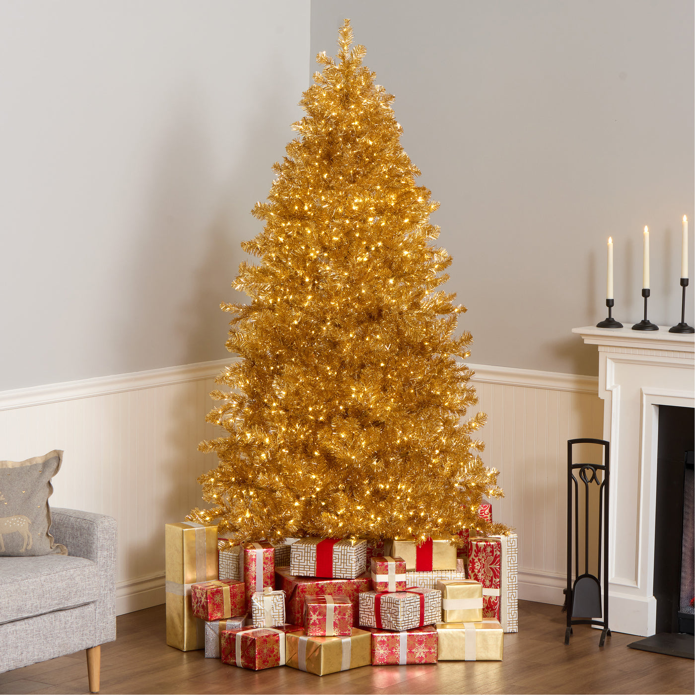 National Tree Company 7.5' Pre-Lit Christmas True Gold Metallic Tree