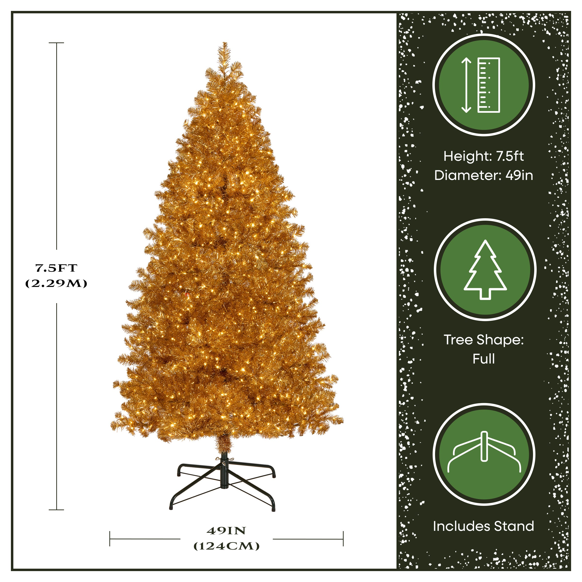 7.5 ft. Pre-Lit Christmas True Gold Metallic Tree with LED