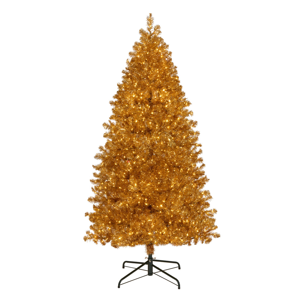 7.5 ft. Pre-Lit Christmas True Gold Metallic Tree with LED Infinity Li ...