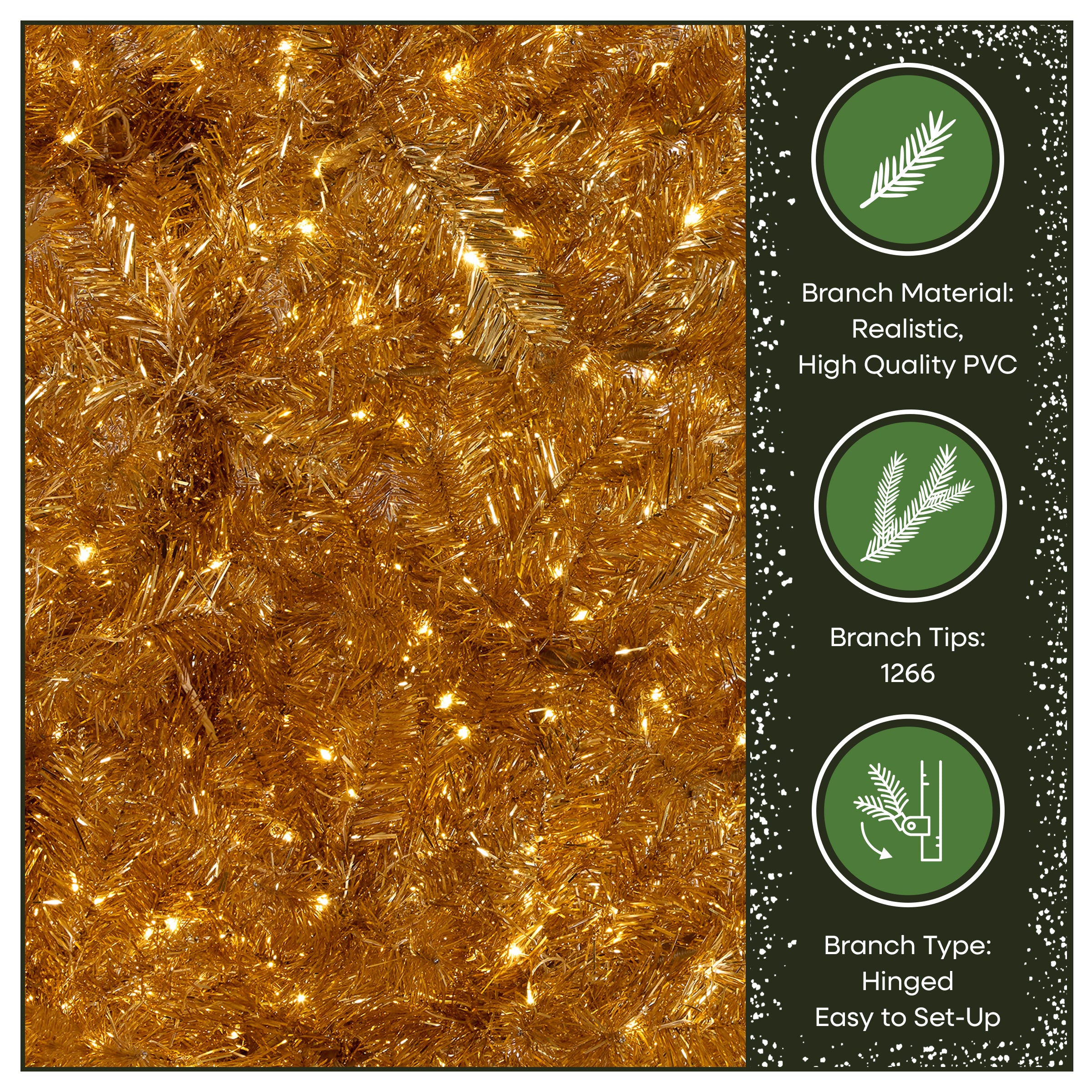 GOLD✧Xmasツリーのオルゴナイト♥やまさま♥専用です 7.5 ft. Pre-Lit Christmas True Gold Metallic Tree with LED