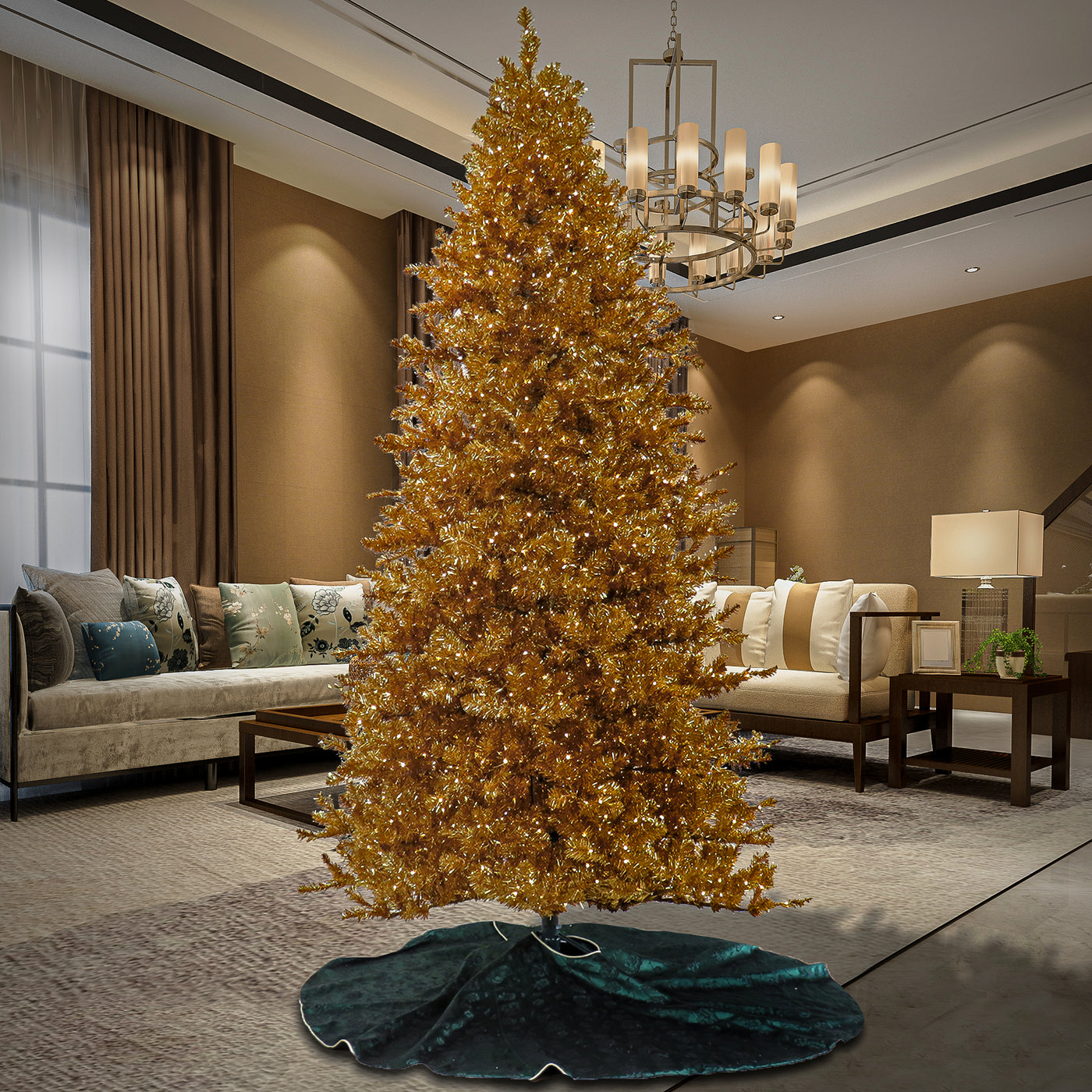 9 ft. Pre-Lit Christmas True Gold Metallic Tree - National Tree Company