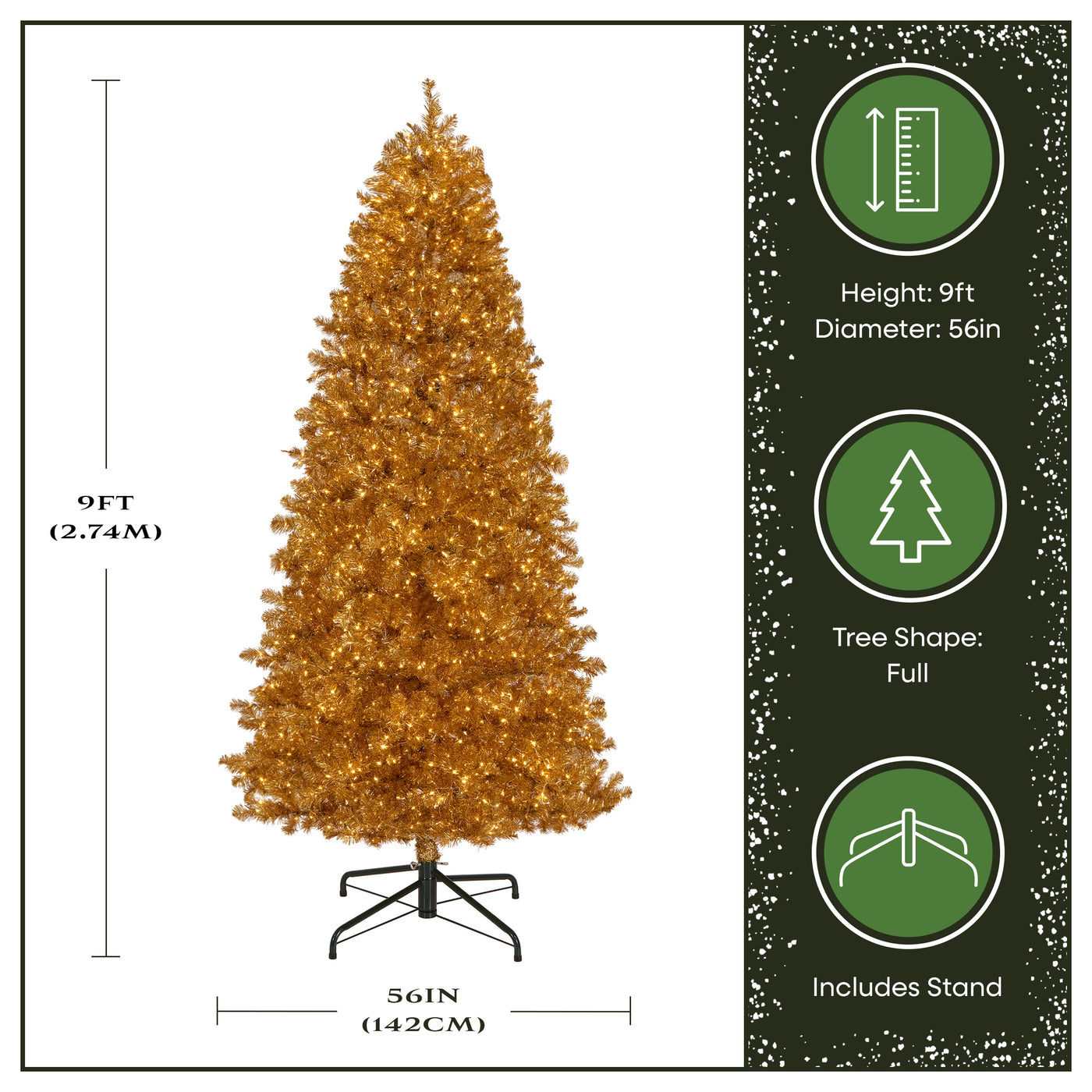 9 ft. Pre-Lit Christmas True Gold Metallic Tree - National Tree Company
