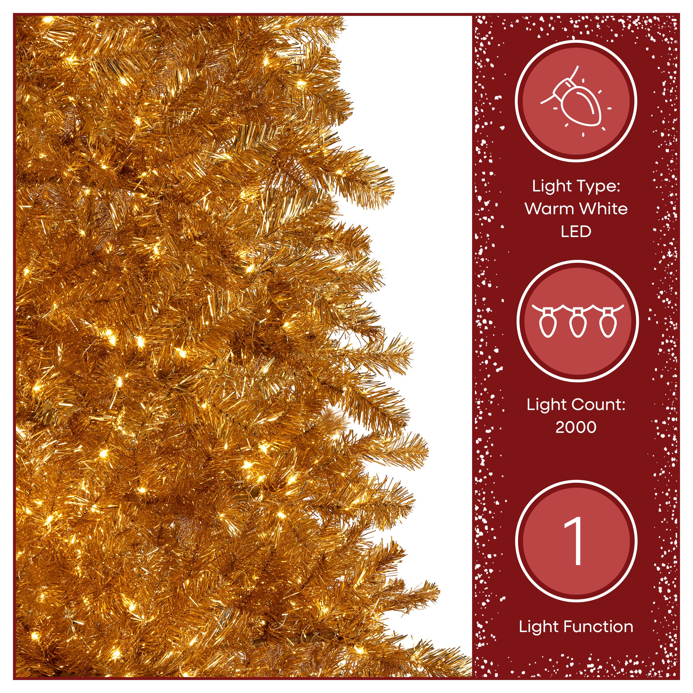 9 ft. Pre-Lit Christmas True Gold Metallic Tree with LED Infinity