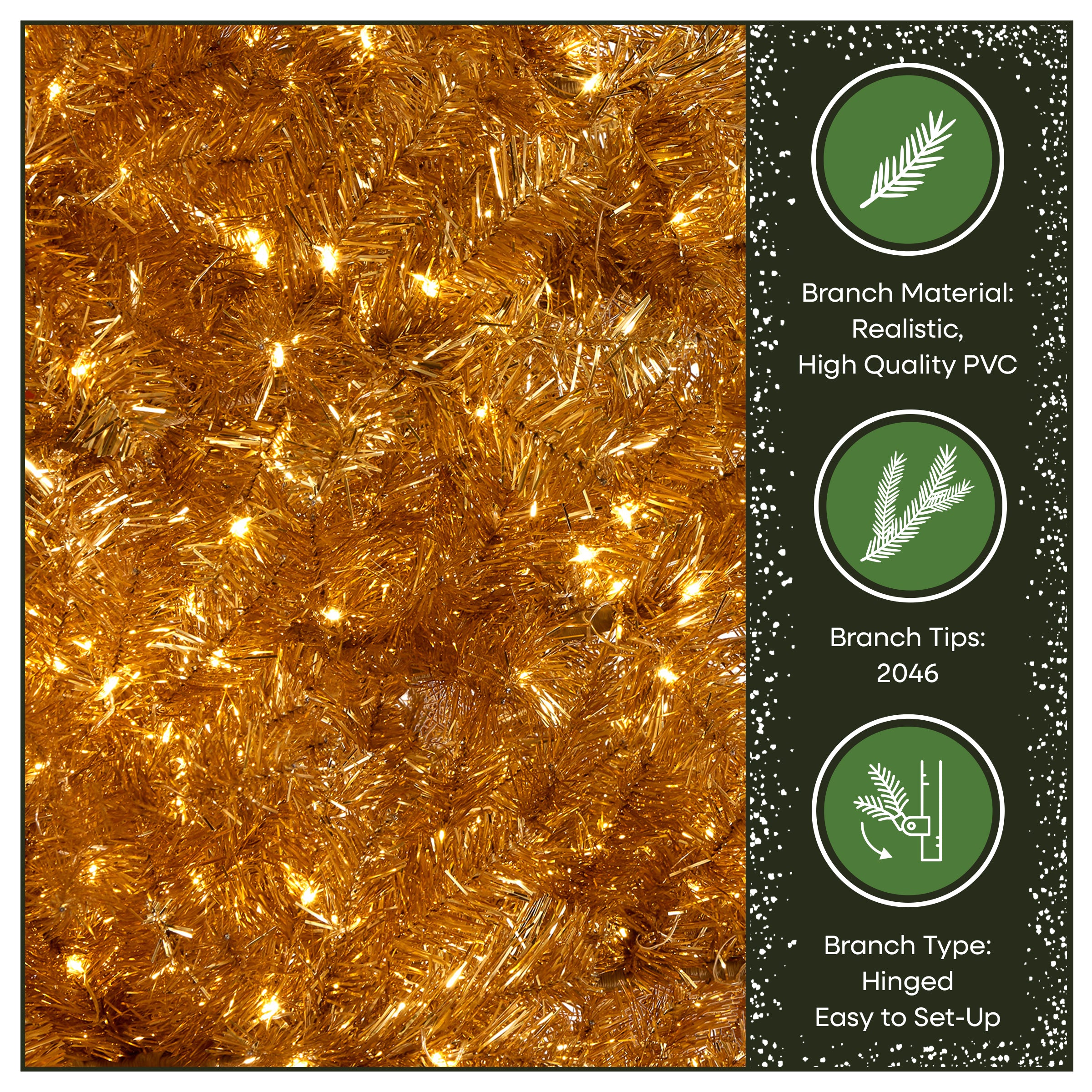 9 ft. Pre-Lit Christmas True Gold Metallic Tree with LED Infinity