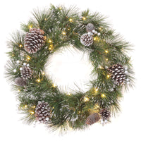 24 in. Pre-Lit Whitter Pine Wreath with LED Lights - National Tree Company