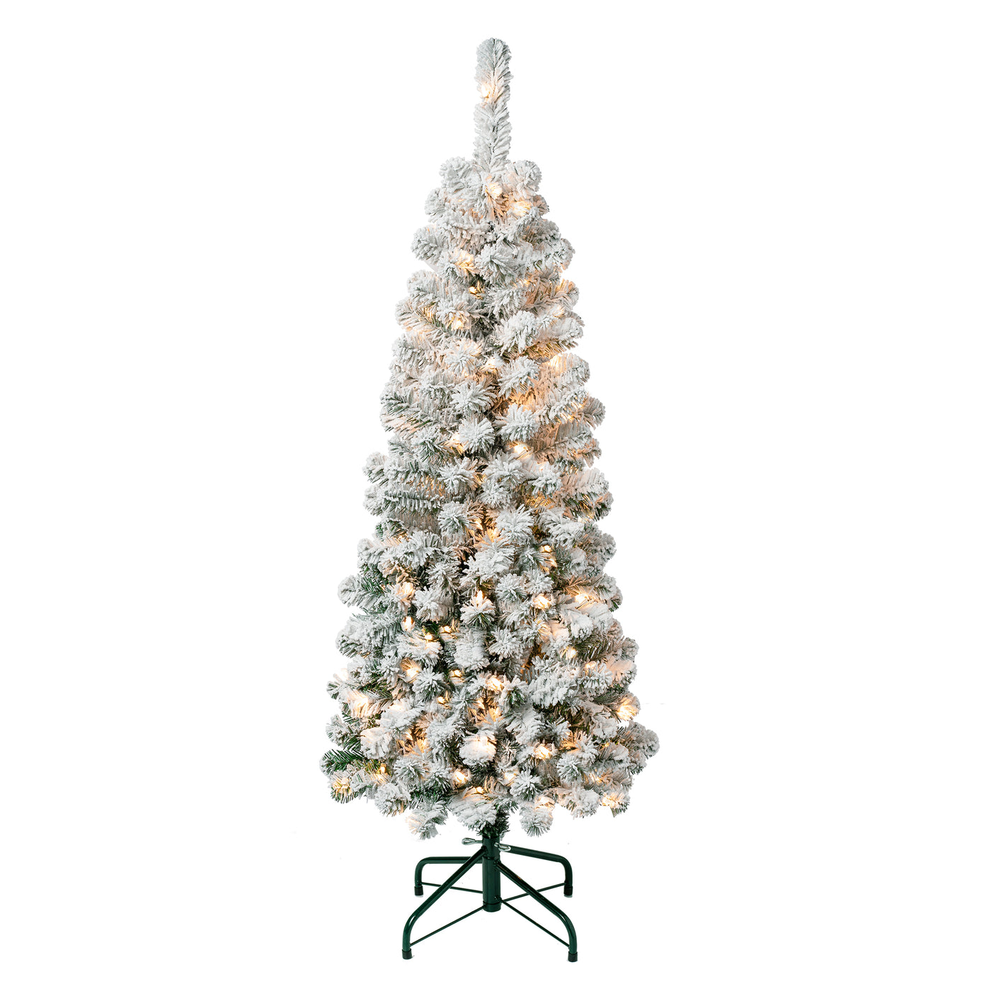 4.5 ft. Pre-Lit Acacia Pencil Slim Flocked Tree with Clear Lights - National Tree Company