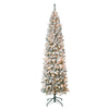 7.5 ft. Pre-Lit Acacia Pencil Slim Flocked Tree with Clear Lights - National Tree Company