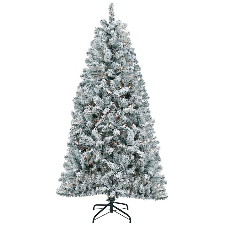 National Tree Company Artificial Christmas Tree, Acacia, Flocked, Clear Lights, Includes Stand, 6 Feet
