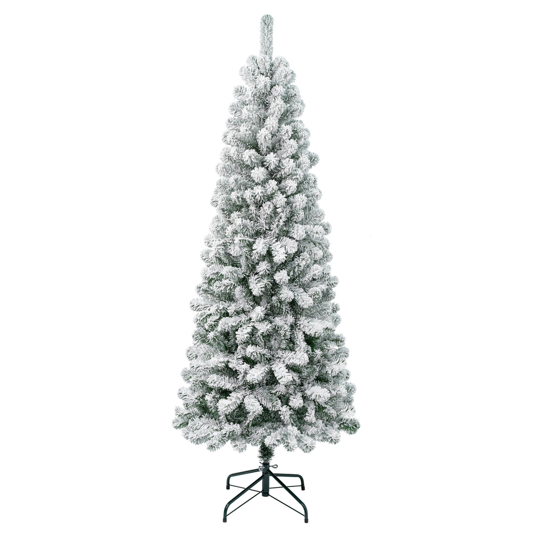 First Traditions Acacia Flocked Tree Medium Christmas Tree, 6 ft