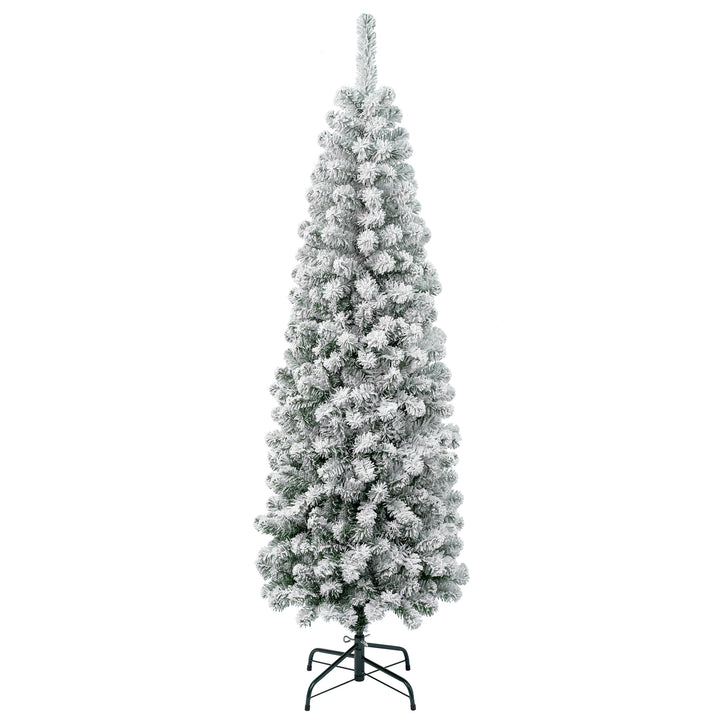First Traditions Collection Artificial Christmas Tree, Acacia, Pencil Slim, Flocked, Includes Stand, 6 Feet