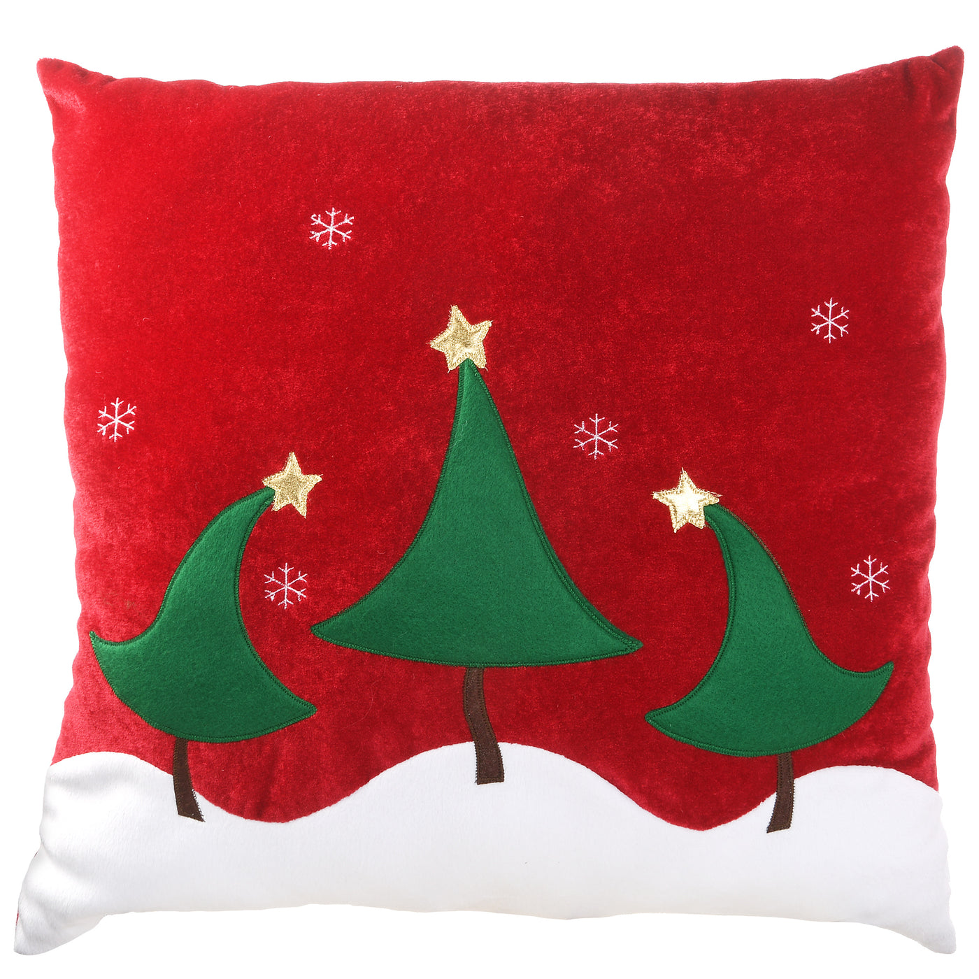 20 in. General Store Collection Red Pillow with Christmas Trees - National Tree Company