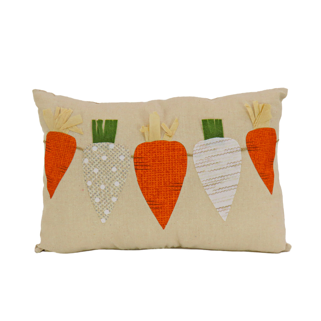 String of Carrots Decorative Pillow, Beige, Easter Collection, 18 Inches