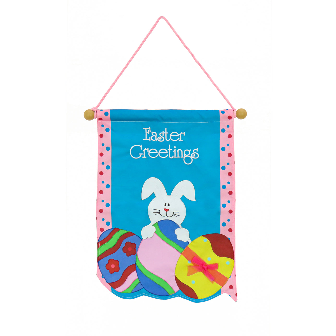 Easter Greetings Hanging Banner Decoration, Blue, Easter Collection, 18 Inches - National Tree Company