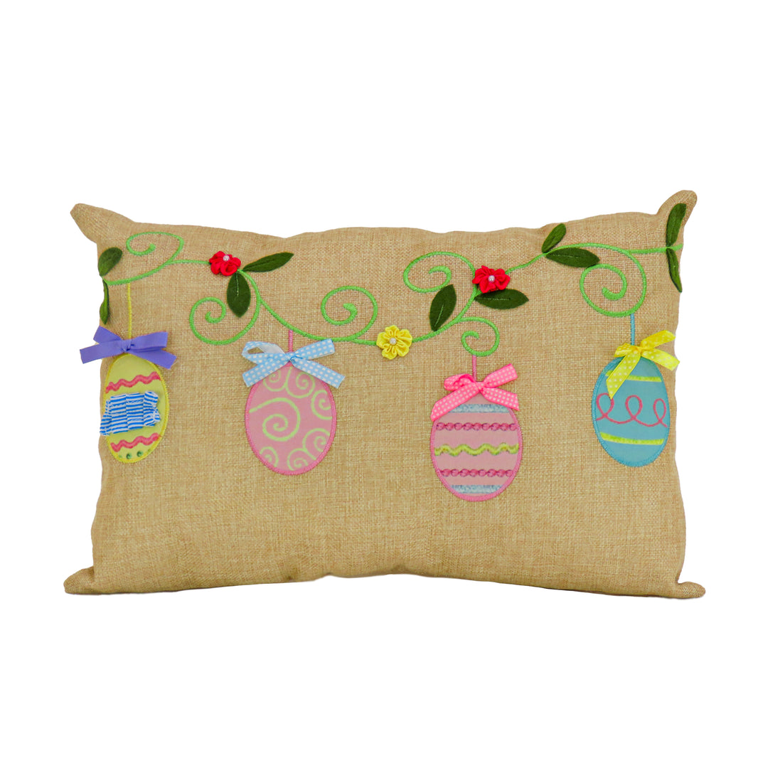 Decorated Eggs Decorative Pillow, Beige, Easter Collection, 18 Inches
