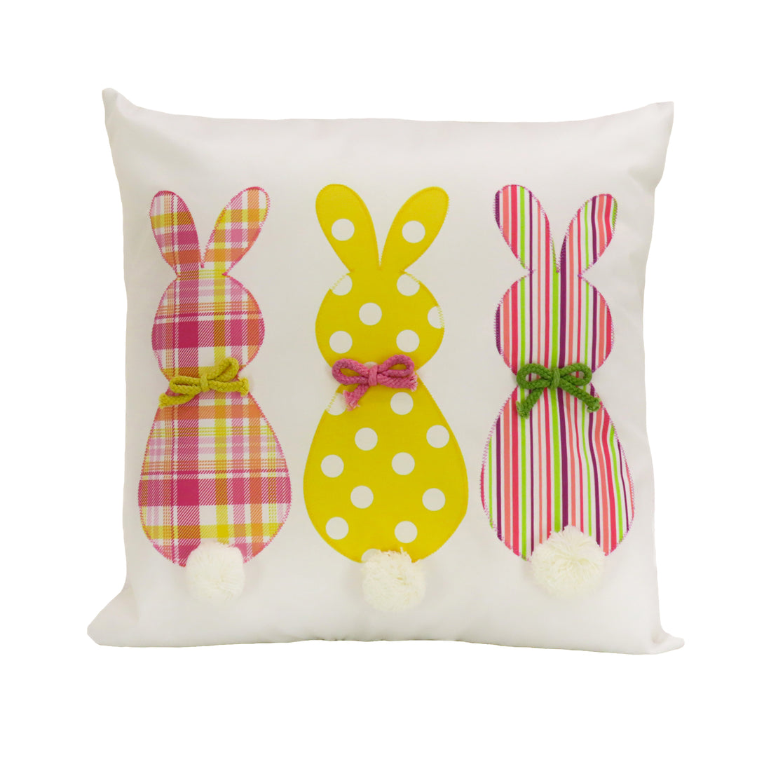 Bunny Trio Decorative Pillow, Cream, Easter Collection, 16 Inches