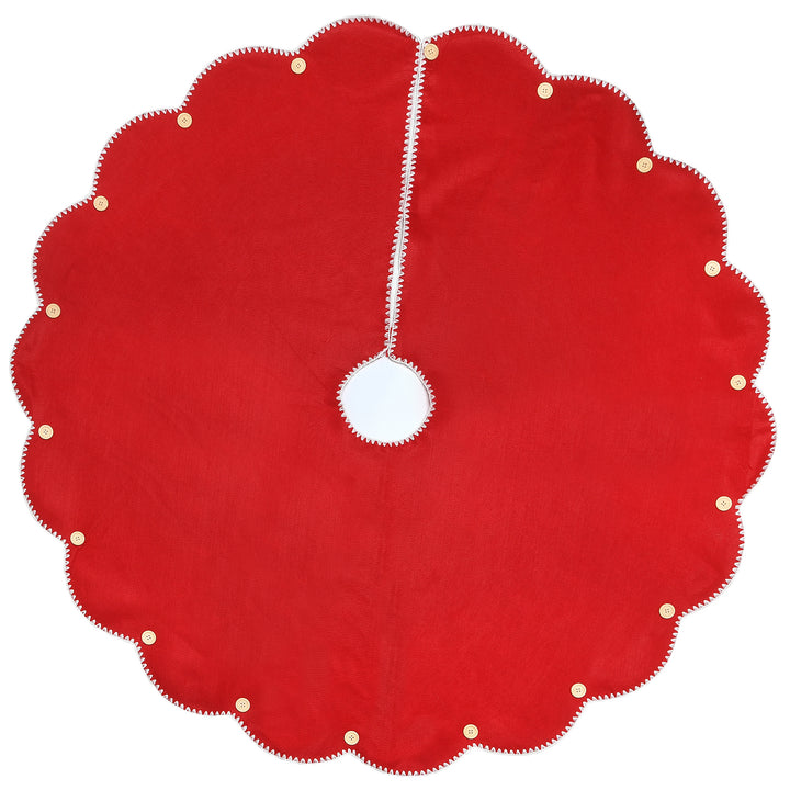 48" General Store Collection Scalloped Red Tree Skirt