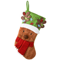 20 in. Be Merry Collection Novelty Teddy Bear Christmas Stocking, Red Scarf and Green Hat - National Tree Company