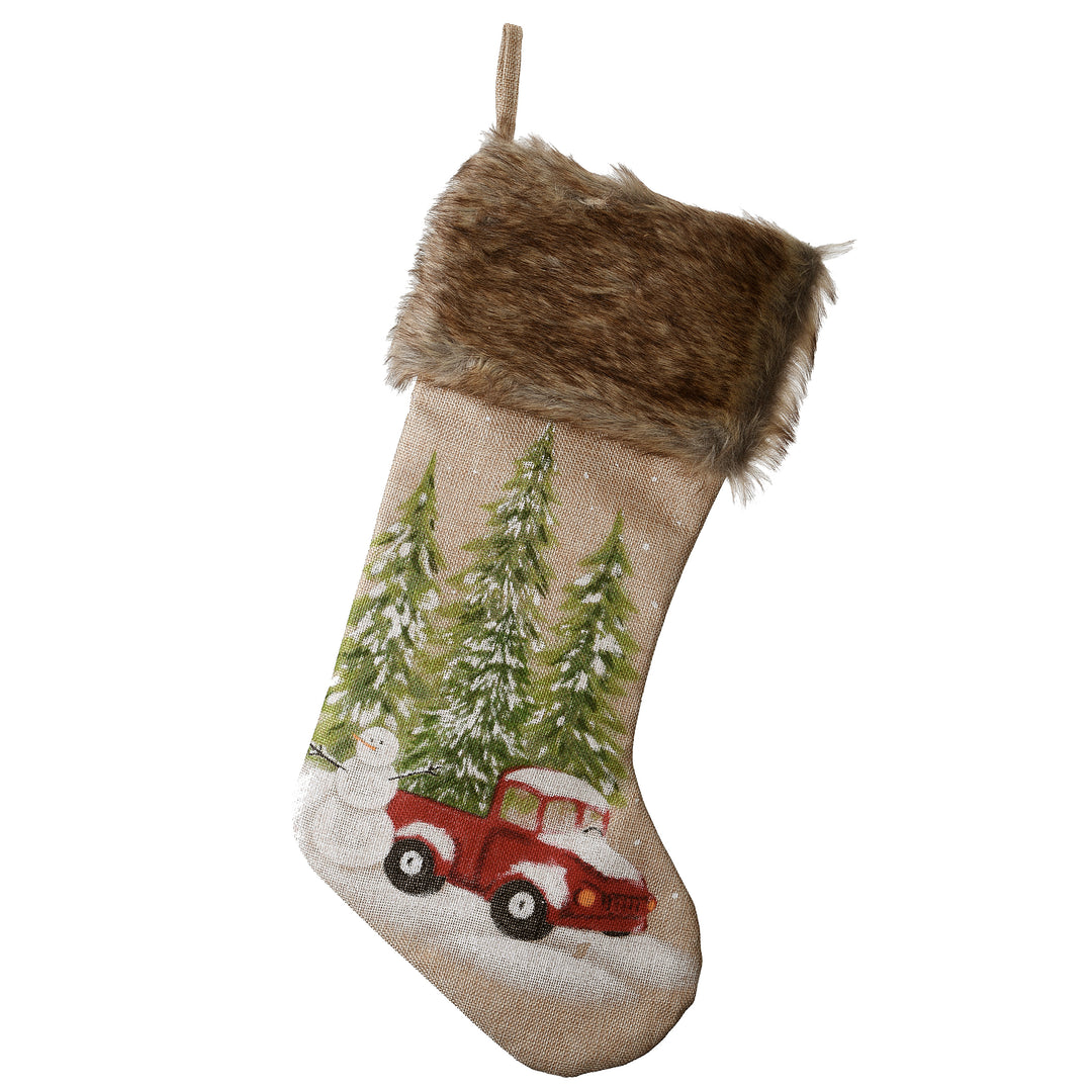 21" Alpine Collection Red Truck Stocking
