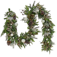 9 ft. Pre-Lit Alpine Decorated Garland with Warm White LED Lights - National Tree Company