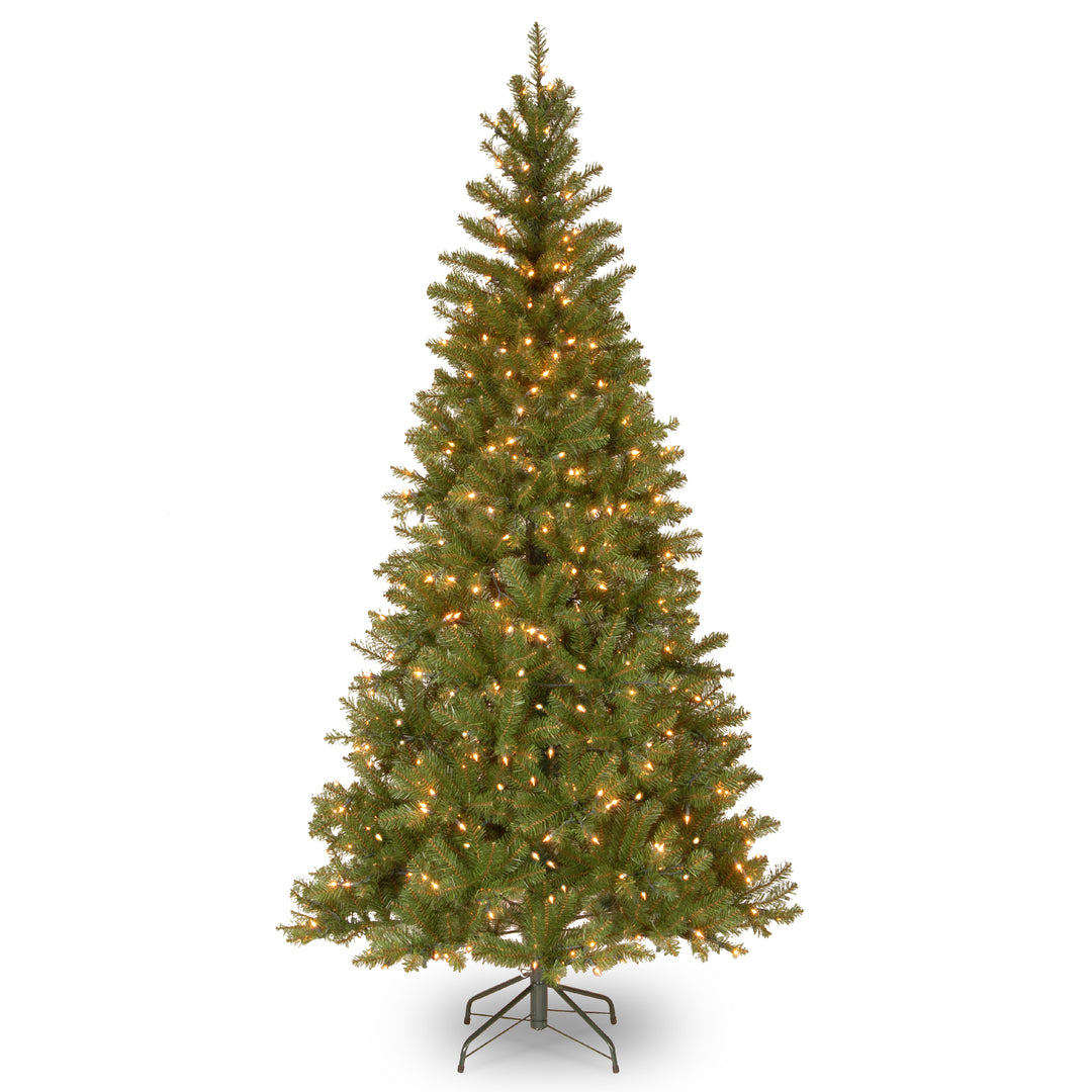 Pre-Lit Artificial Slim Christmas Tree, Green, Aspen Spruce, White Lights, Includes Stand, 6.5 Feet
