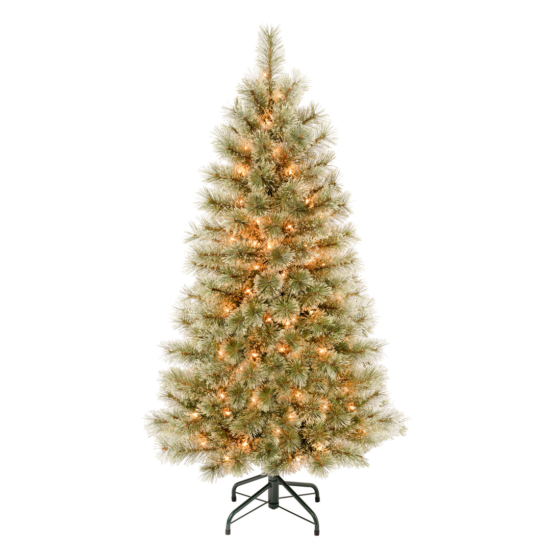 First Traditions Pre-Lit Arcadia Pine Cashmere Christmas Tree, Clear Incandescent Lights, Plug In, 4.5 ft