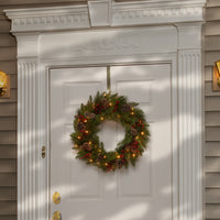 24 in. Pre-Lit Bristle Berry Wreath with LED Lights - National Tree Company