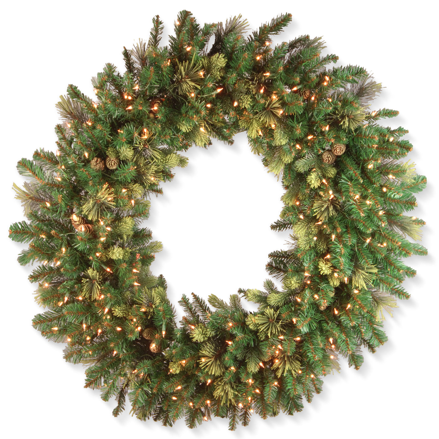 48 in. Pre-Lit Carolina Pine Wreath with Clear Lights - National Tree Company