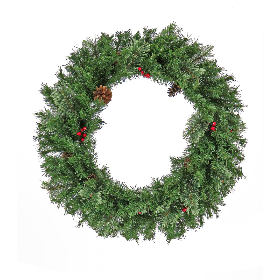 National Tree Company 30" Cashmere Wreath with Pinecones and Red Berries