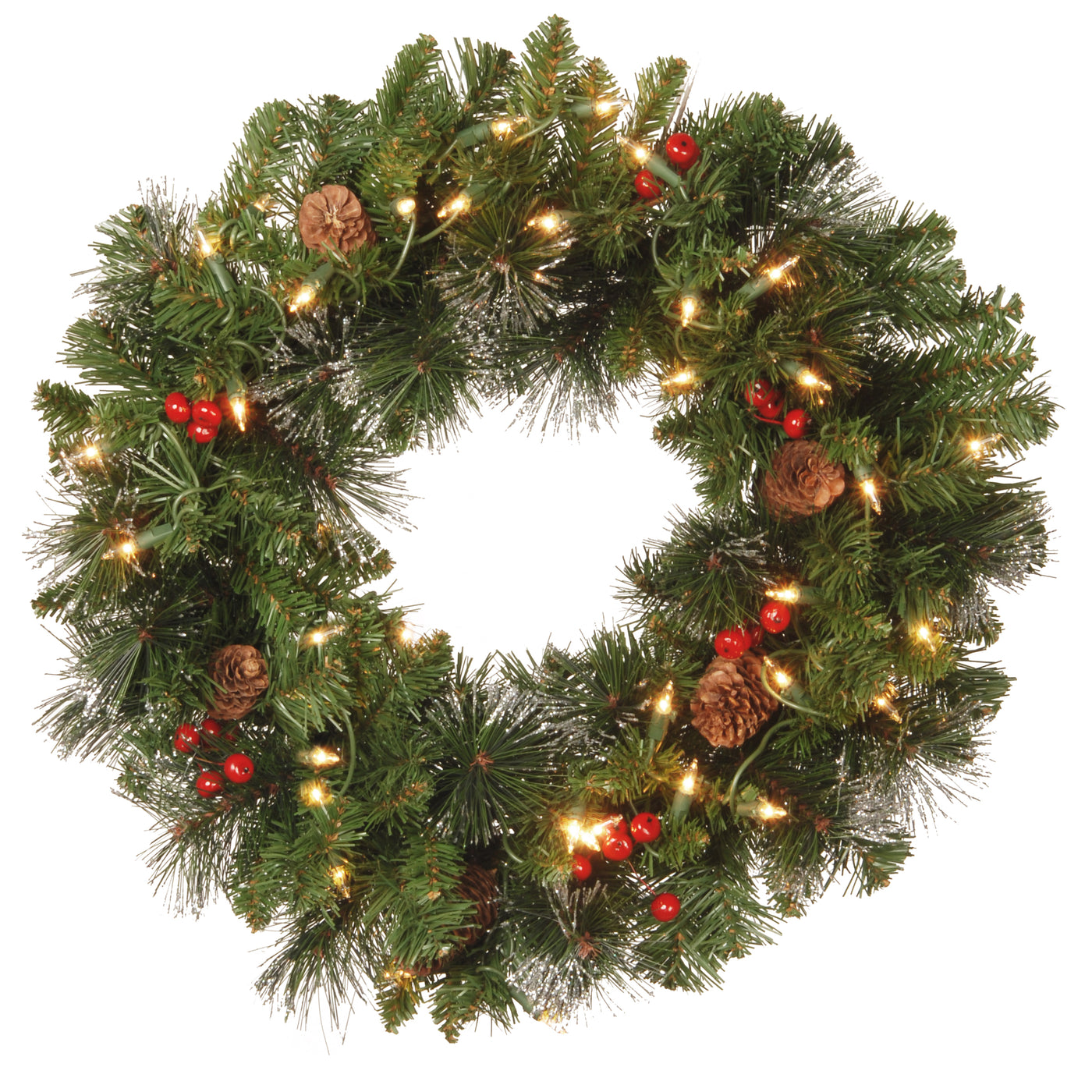 20 in. Pre-Lit Crestwood Spruce Wreath with Clear Lights - National Tree Company